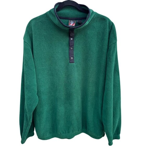 USA Olympics JC Penney Unisex Green High Collar 1/4 Button Fleece Pullover L/G - Picture 1 of 9